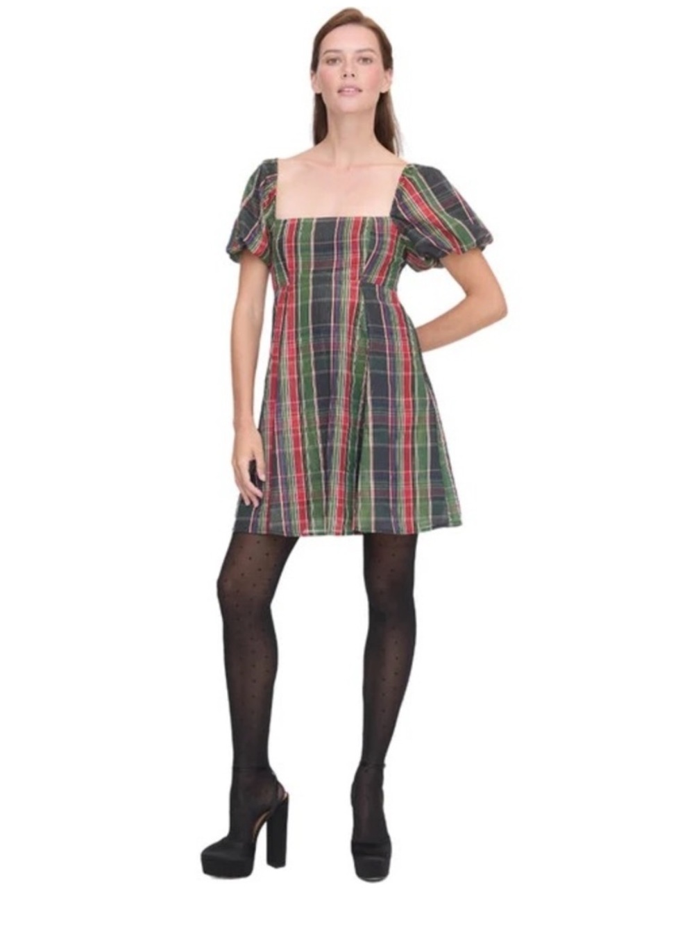 Hill House Matilda Mini Dress in Tartan Plaid Size L - Picture 2 of 10